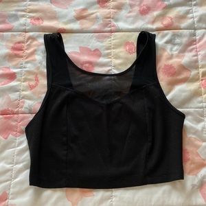 Black Crop Tank Top with Mesh